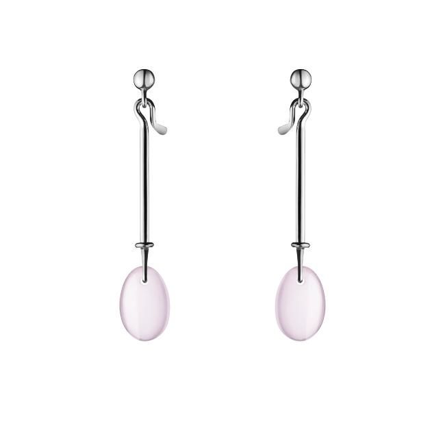 Georg Jensen Rose Quartz Earrings # 128 A   DEW DROP  