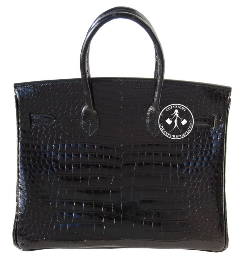 35 BOLSO DE HERMES BIRKIN  DIAMANTES NEGROS #9087 DE COCODRILO I