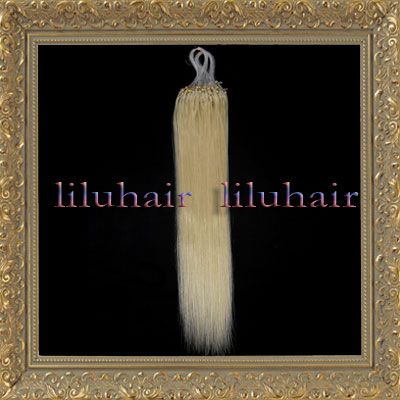 18 REMY micro ring/loop human hair Extensions #60 white blonde 100s 0 