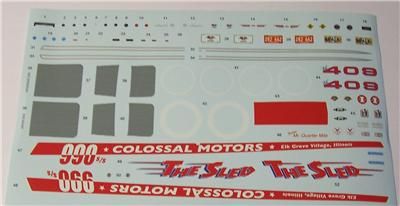 Waterslide Decal Sheet 1962 IMPALA DRAG 409 MINT 1/25  