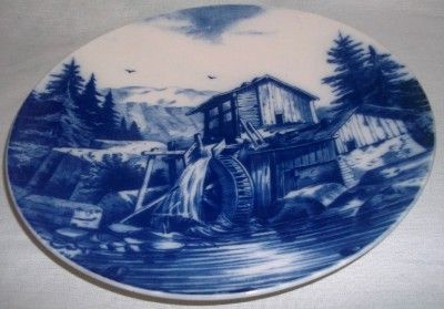 Villeroy & Boch blue and white watermill charger vintage / antique 