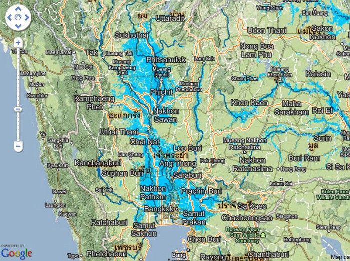 the flood water are kept in the rivers orange lines