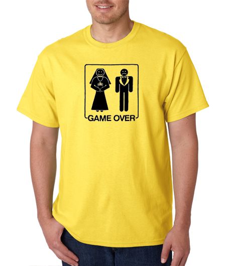 Game Over Wedding Marriage Funny 100% Cotton Tee Shirt  