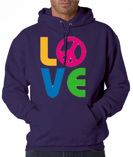 Love Peace Symbol 50/50 Pullover Hoodie  