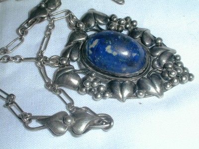 WOW ART DECO STERLING LAPIS? NECKLACE  1930S ESTATE  