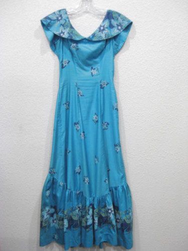 vtg 50s Ladies Waikiki Sports Long Hawaiian Luau Dress  