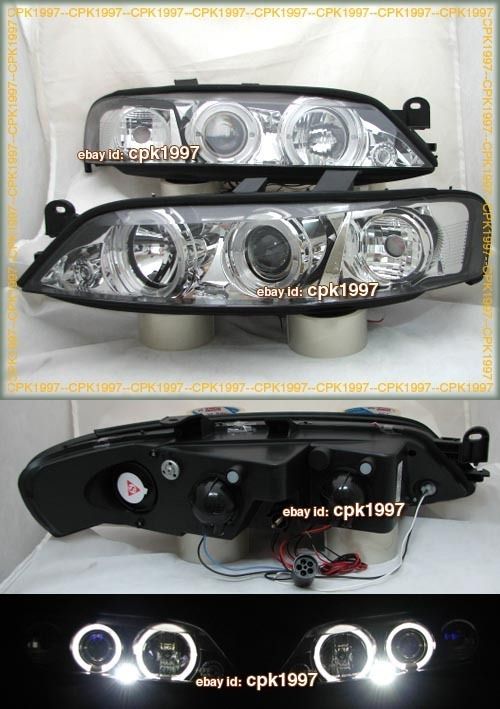 VAUXHALL Opel Vectra CHROME ANGEL EYE Head Lights 96 98  