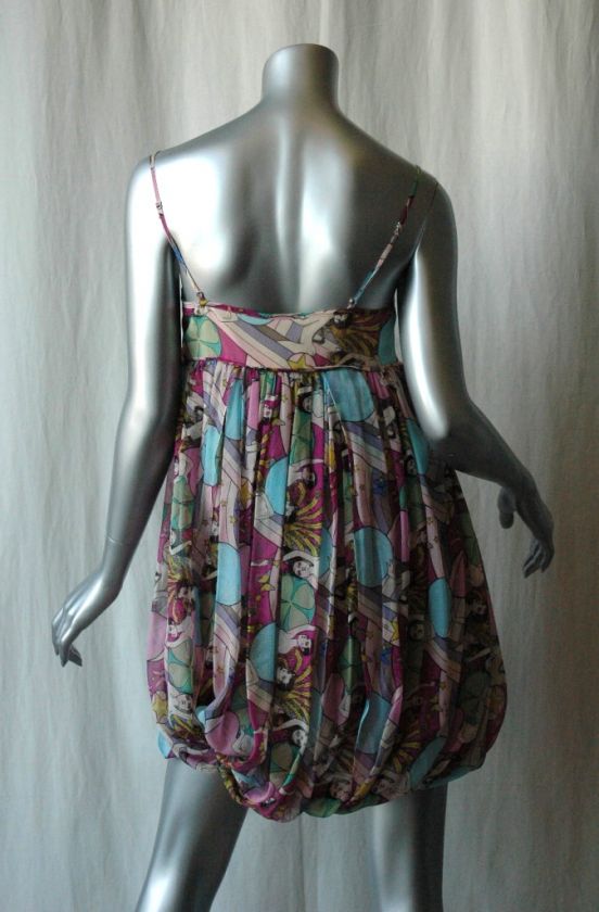 HEATHERETTE *BIBA GIRL*SILK* Chiffon Bubble Dress 4 NEW  