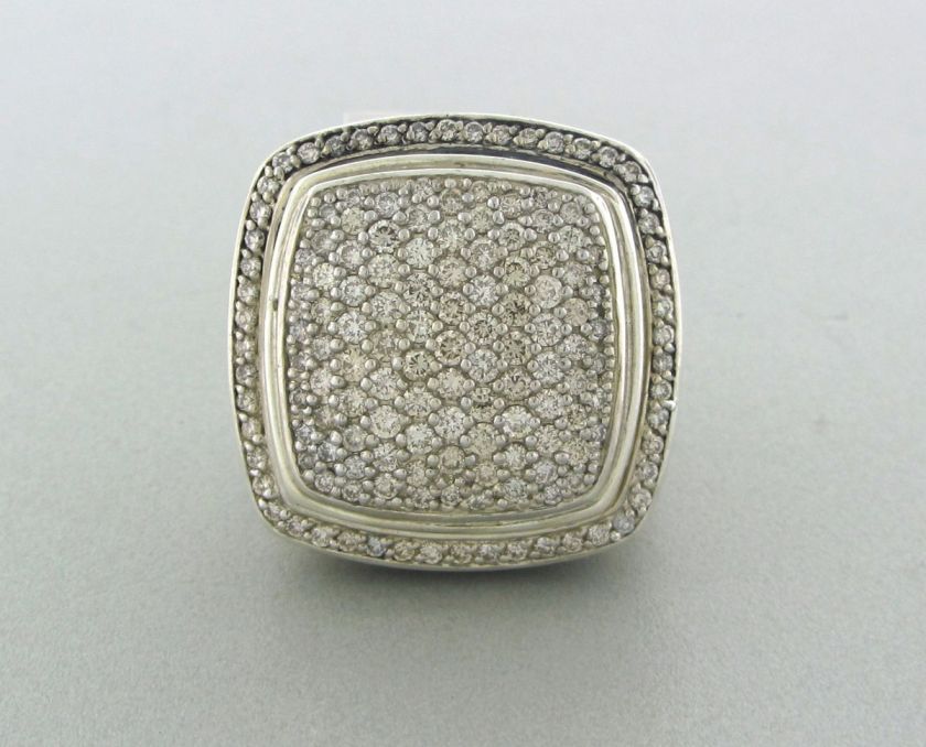 DAVID YURMAN STERLING SILVER 20mm DIAMOND ALBION RING  