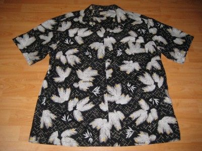 VINTAGE 1950S BLACK BACKGROUND HAWAIIAN SHIRT  L/XL  NR  