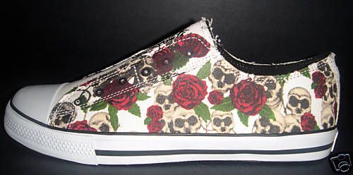 100% AUTH A&G Amal Guessous Skulls Low Top Canvas Shoe  