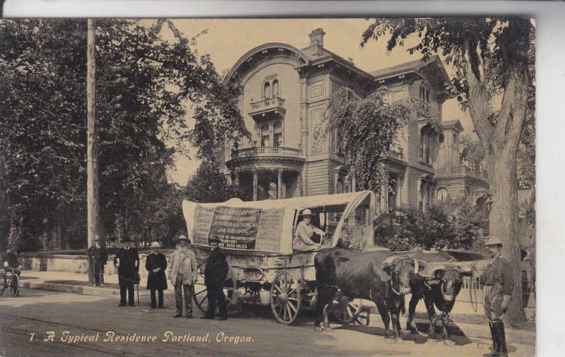 OREGON TRAIL SERIES COVERED WAGON PORTLAND OR. POSTCARD  