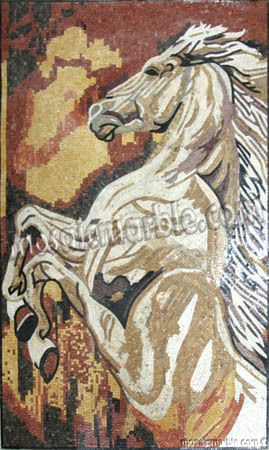 78 x 45.63 SUPERB HORSE MARBLE MOSAIC ART TILE WALL  