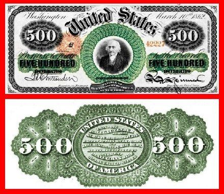 Replica $500 1863 LT US Paper Money Currency Copy  