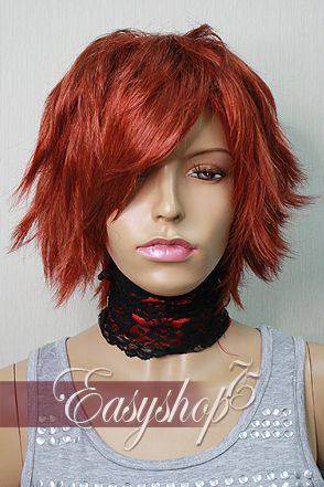 W209 Auburn Red Goth Animation Cosplay Wig Free Ship  