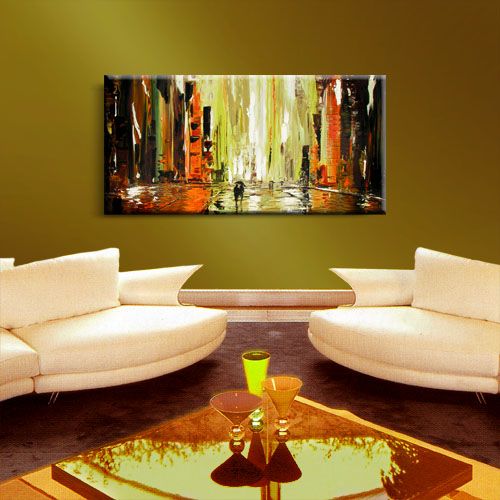 45 HUGE ABSTRACT URBAN CITY RAINY MODERN LARGE CANVAS  