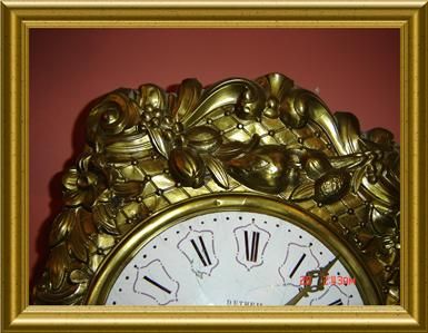 ANTIQUE LARGE MORBIER FRENCH WALL CLOCK W/ COUNTER WEIGHTS RARE