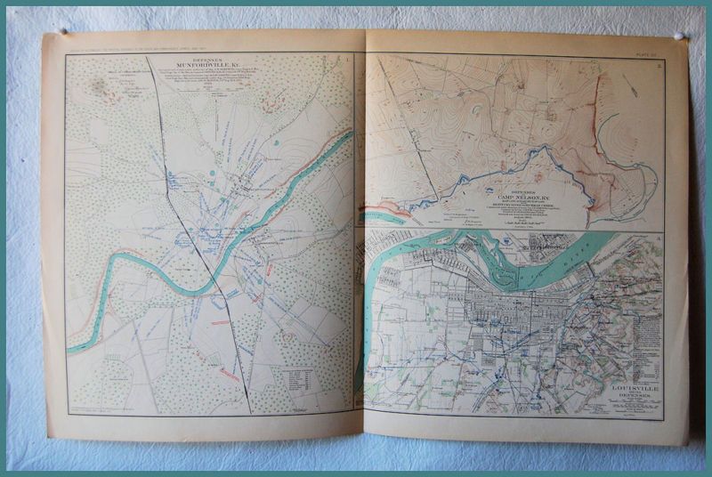 28. PLATE 102 CIVIL WAR MAP UNION REBEL, MUNFORDVILLE  