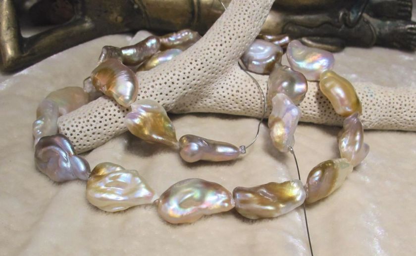 24 GORGEOUS IRIDESCENT FW PINK PURPLE GOLDEN BRONZE KEISHI PEARLS XL 