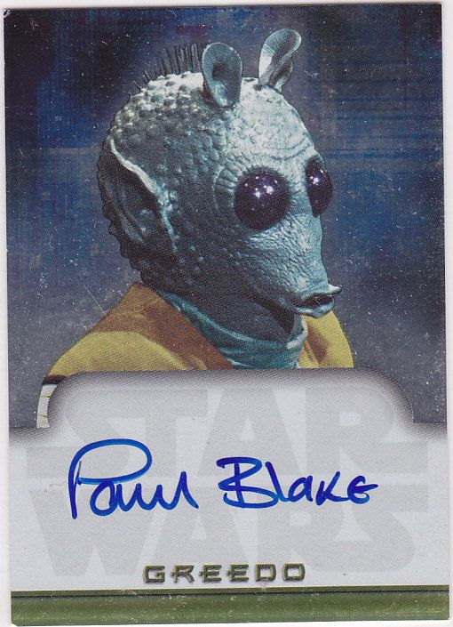 STAR WARS 2001 TOPPS EVOLUTION PAUL BLAKE GREEDO AUTOGRAPH  