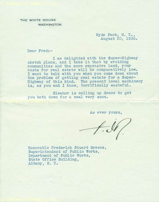 FRANKLIN D. ROOSEVELT   TYPED LETTER SIGNED 08/20/1938  