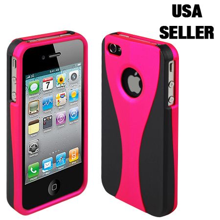 Sleek 3Piece Hot Pink Case Cover Bumper for iPhone 4 4G  