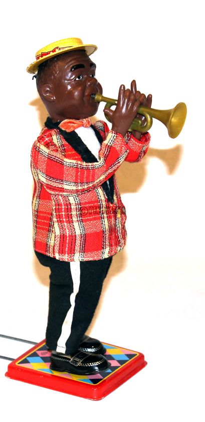 1959 NOMURA ROSKO TRUMPET PLAYER LOUIS ARMSTRONG MUSICAL TOY MADE IN 