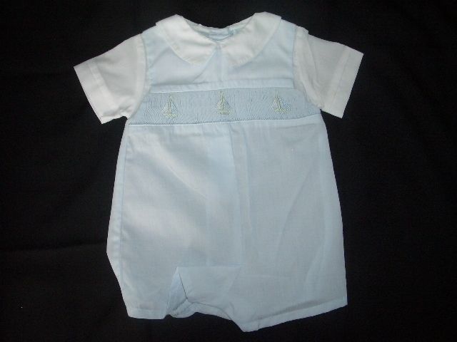 Tricia Shortall Smocked Blue SAILBOAT 6M 9M 3T 4T 24M  