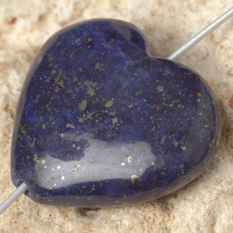 LAPIS LAZULI (D) Puff Heart 19x18mm BEAD (B Grade)  