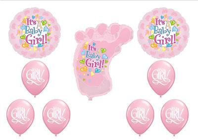 ITS A BABY GIRL Foot Shower Balloons Pink decorations  