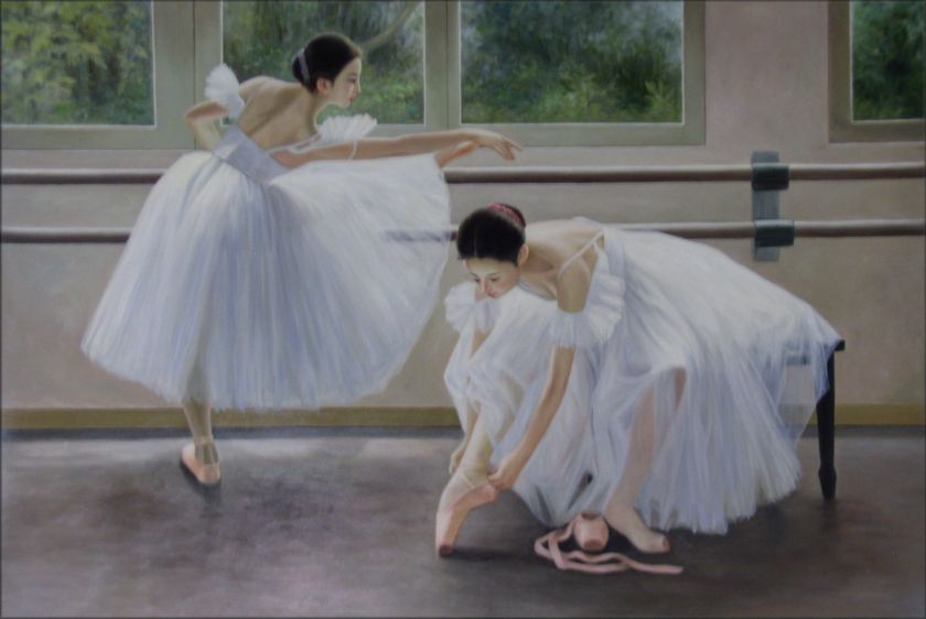 Museum Quality Hand Painted Oil Painting Ballerinas 24x36  