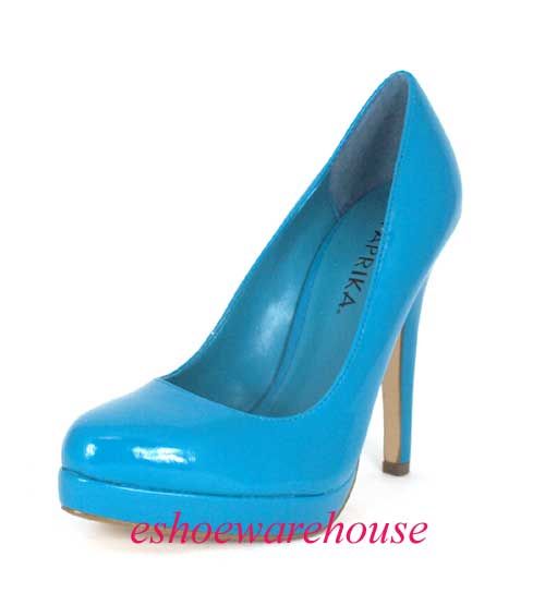 Sexy Almond Toe Platform Stiletto Pumps Teal Patent  