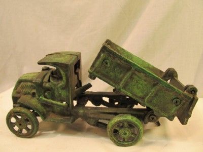 ANTIQUE VINTAGE CAST IRON TOY 3 DUMP TRUCK U.S. MAIL CART HORSE RACE 