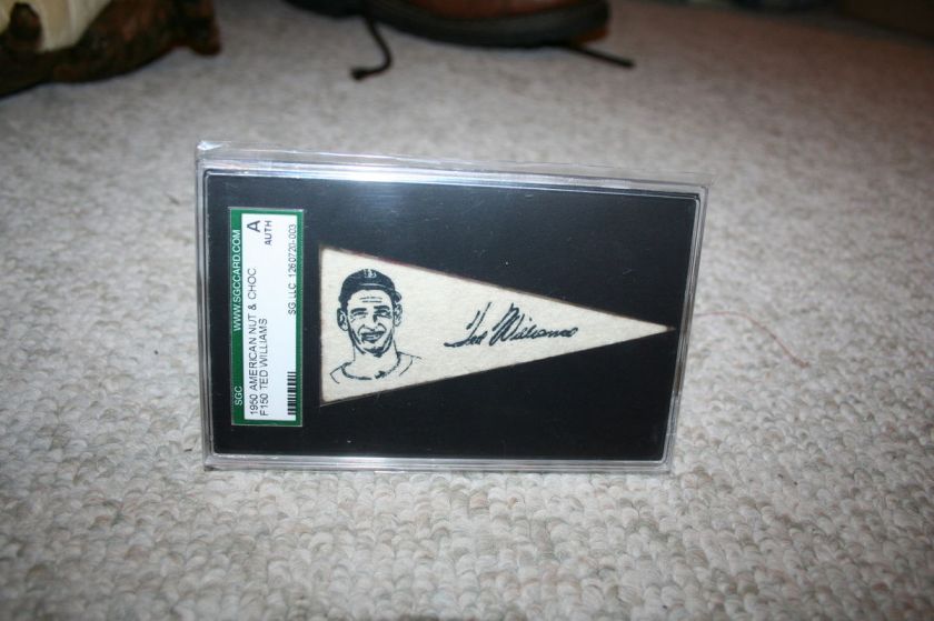 OLD Ted Williams Baseball Candy Pennant Boston Red Sox SGC Authentic 