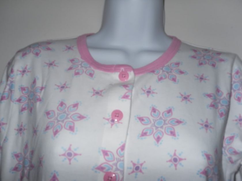 Hanna Andersson white pink snowflakes cotton long sleeves dress EUC 