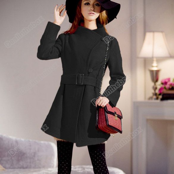   Fashion Korean Womens Cashmere Overcoat Woollen 3 Colors Good  