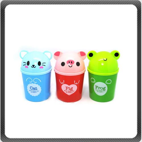 New Cute Frog Design Plastic Desktop Trash Can with lid  