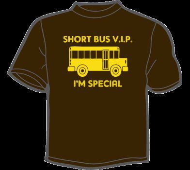 SHORT BUS VIP T Shirt MENS funny vintage retard school  