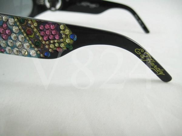 ED HARDY EHS 032 Sunglass KING Blk w Grey EHS032 BLACK  