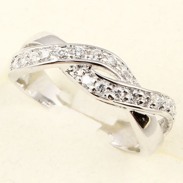 TWIST RIBBON WHITE SAPPHIRE A096 ELEGANT RING  