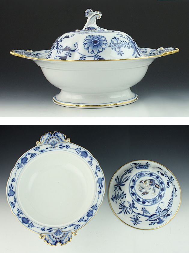 FAB MEISSEN BLUE ONION PORCELAIN COVERED ENTREE SERVER  