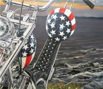 Oil Painting MOTORCYCLE ART Easy Rider Harley Davidson CAPTAIN AMERICA 