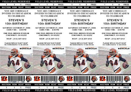 24 Cincinnati Bengals Birthday Ticket Invitations  