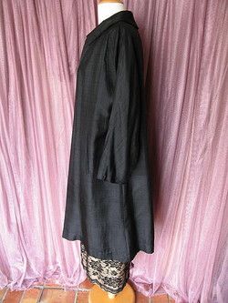 CAR COLETTE VTG 50s BLACK THAI SILK EVENING OPERA COAT  