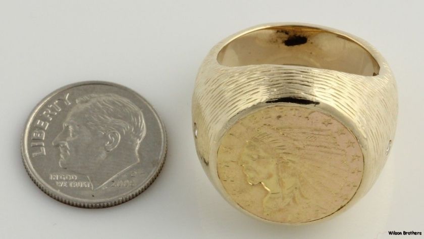   Quarter Eagle 90% Pure Coin Ring   14k Yellow Gold Band 21.9g  