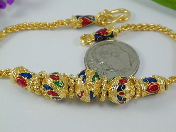 ELEGANT EAST INDIA BEADS 22K 24K Gold GP Thai Bracelet 7  