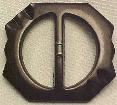 Vintage BROWN BAKELITE BELT BUCKLE w BEVELLED CORNERS  