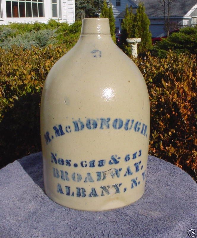 Albany New York Stoneware Merchant Advertising Jug 1880  