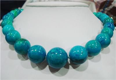 stunning big 10 20mm blue crude turquoise bead necklace  