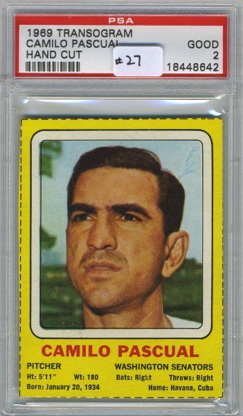 1969 Transogram   Hand Cut   Camilo PASCUAL   PSA 2  